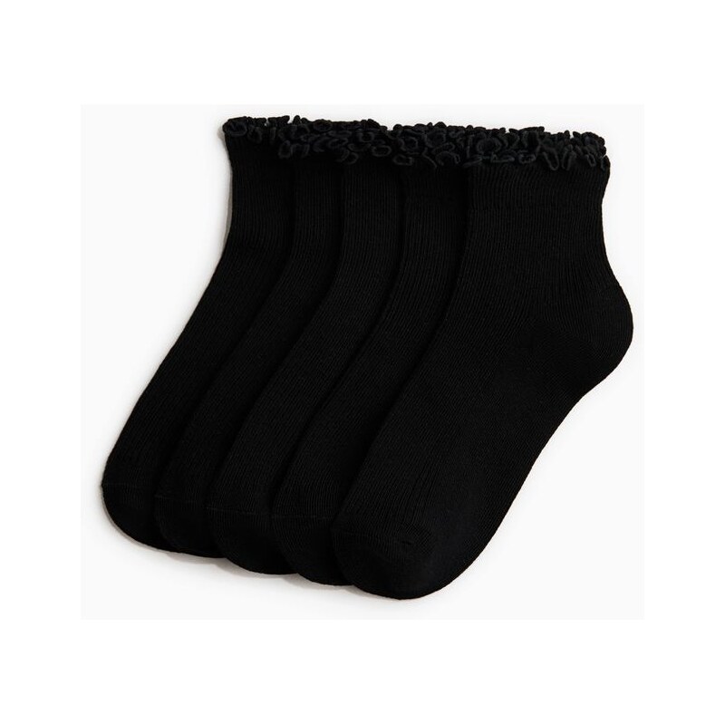 H&M - Kotníkové ponožky 5 párů - Černá