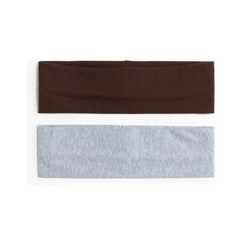 H&M - Žerzejová čelenka 2 kusy - hnědá 112955726