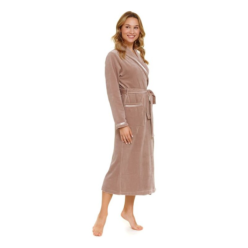 DN Nightwear Velurový dámský župan Sofie béžový 112955764