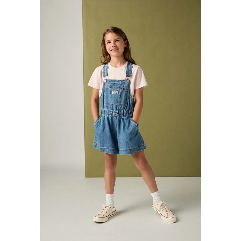 Levis Dětské kalhoty na šle Levis SHORTALL WITH TIE AT WAIST
