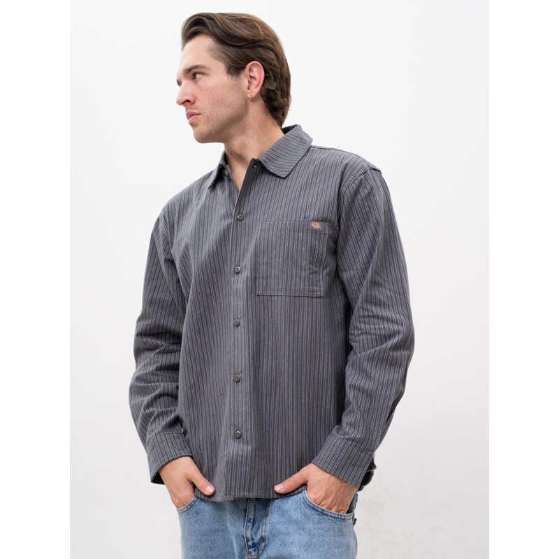 Pánská košile s dlouhým rukávem, šedá, Dickies Lima Pinstripe
