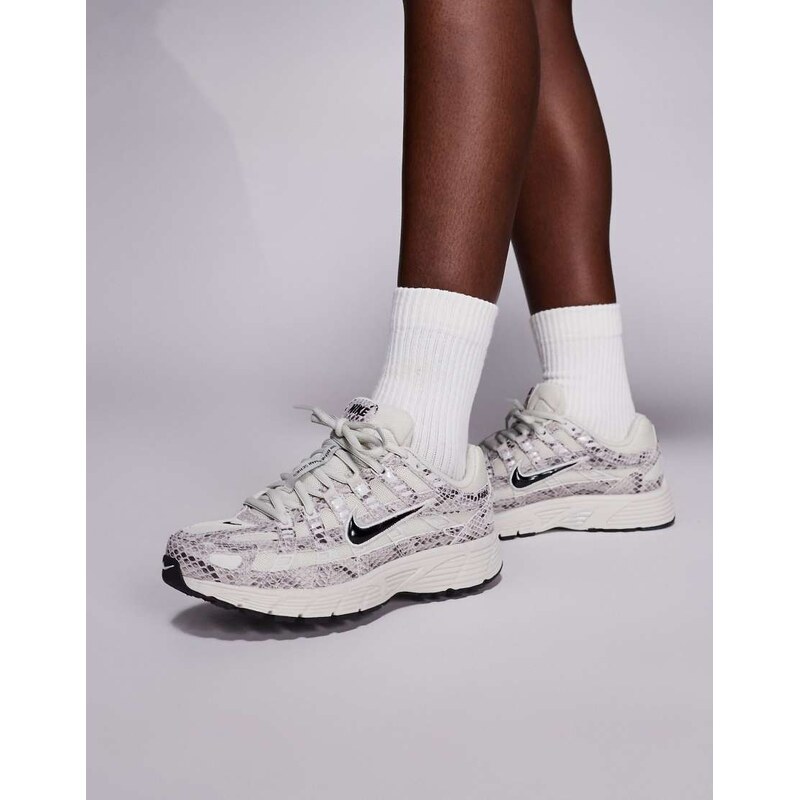 Nike P-6000 trainers in light brown and snake print