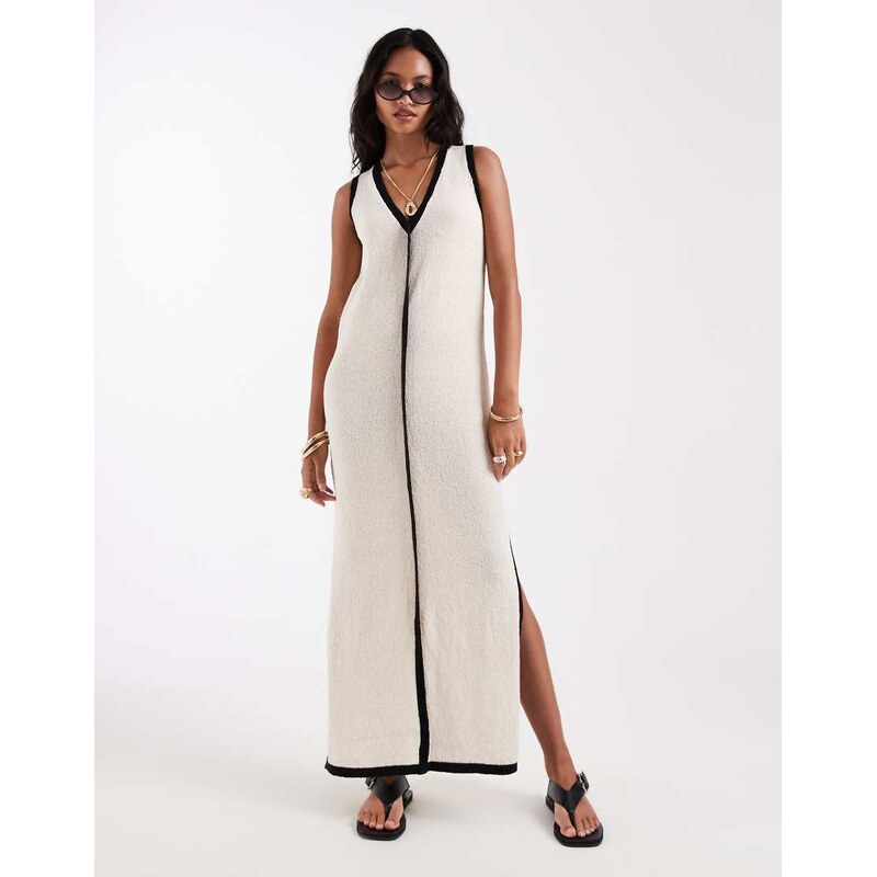 4th & Reckless contrast trim sleeveless v neck knitted beach maxi 115519084