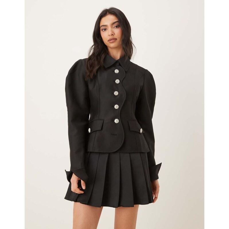 JW PEI satin pleated mini skirt co-ord in black