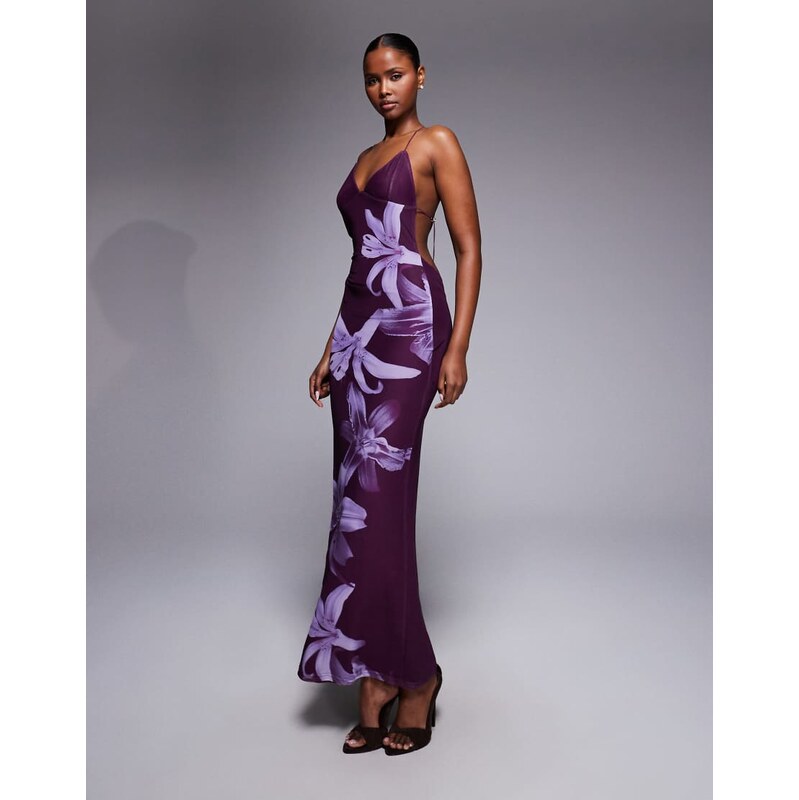 Tiger Mist Orielle strappy open back hardware detail floral maxi