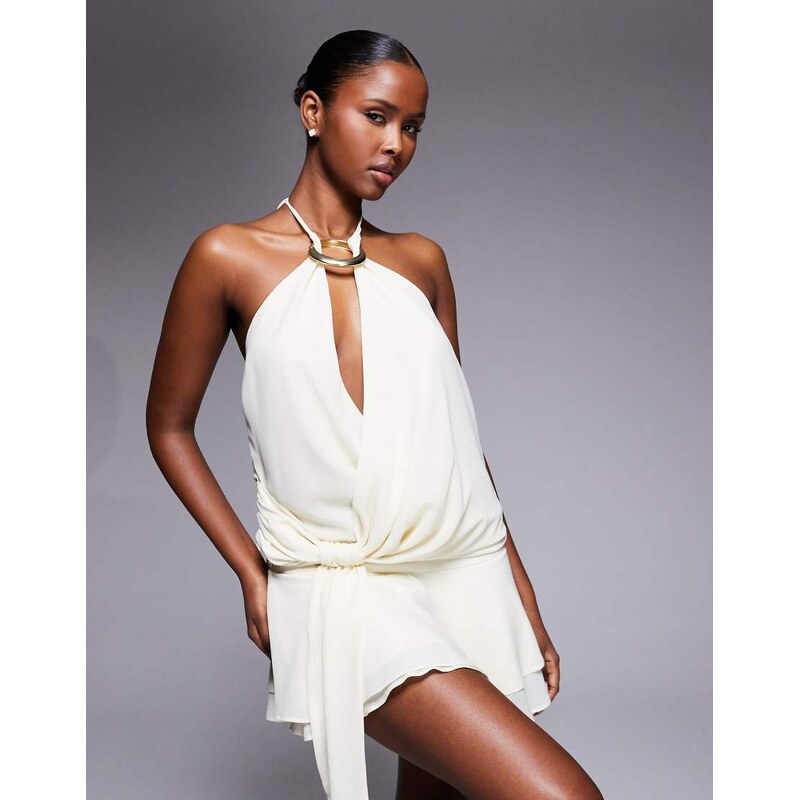 Tiger Mist Indigo 2.0 halterneck drape tie side multiway chiffon