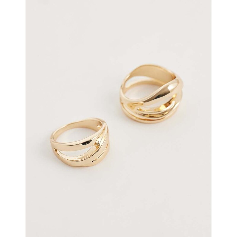 ASOS DESIGN multi-pack of abstract rings in gold tone 112969557