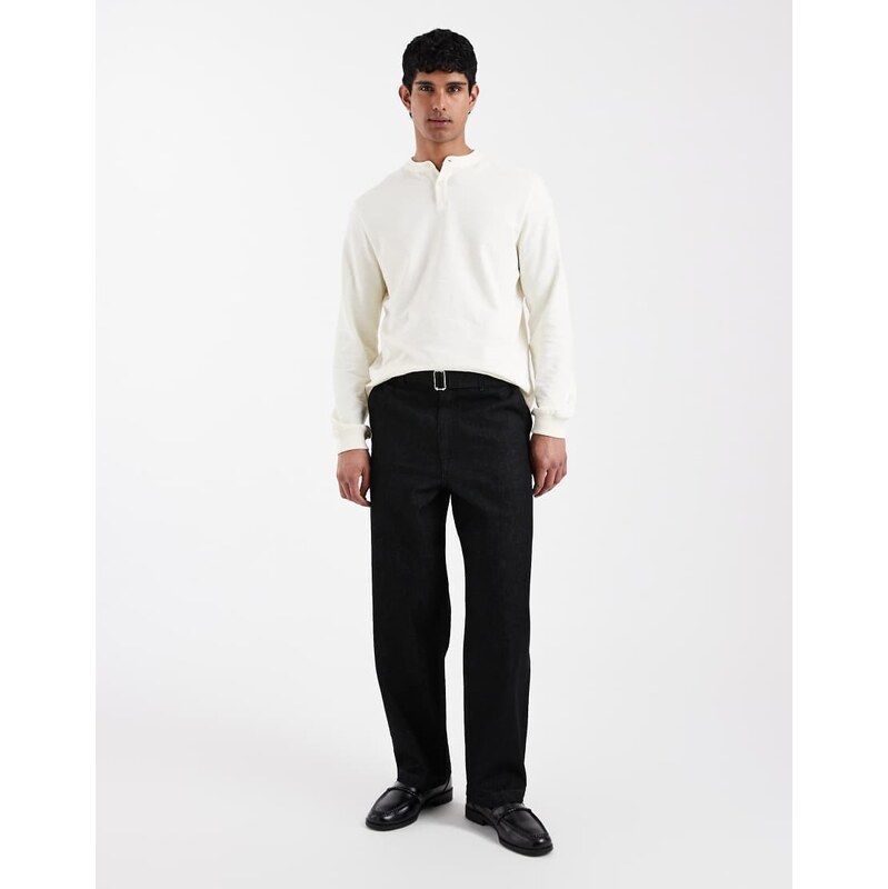 ASOS DESIGN loose jeans in black with belt