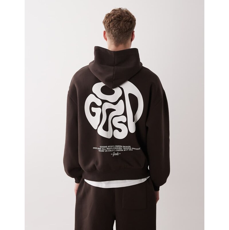 ASOS DESIGN co-ord oversized hoodie with bubble print in brown