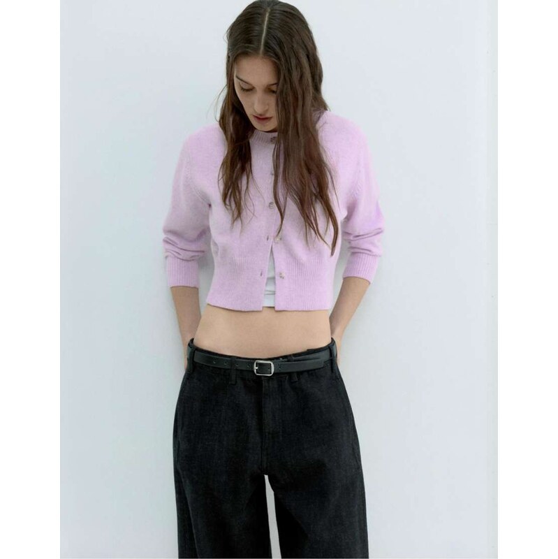 Pull&Bear Short buttoned cardigan in lilac-Purple 112969582