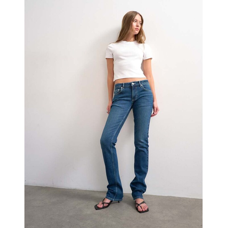 Topshop low rise slim leg jean in rich blue