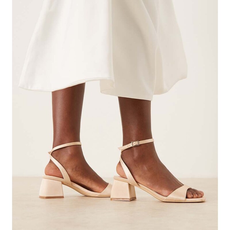 Be Mine Wide Fit Bridal Ammie low block heeled sandals in rose