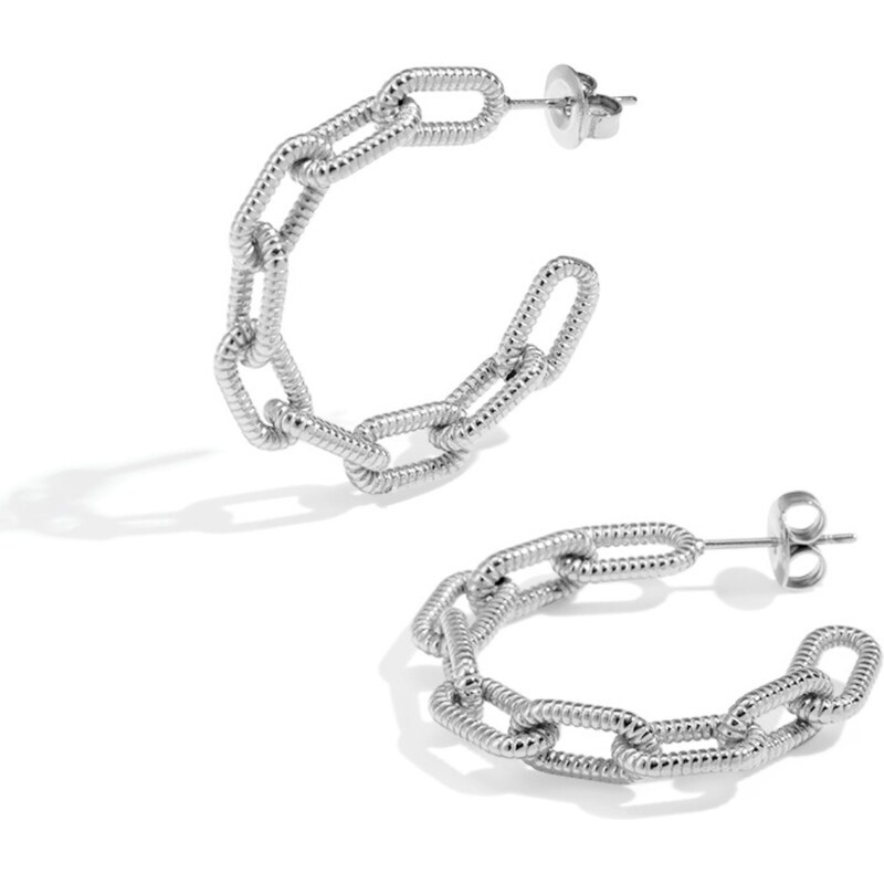 SYLVIENE Náušnice kruhy CHAIN Silver 112964264