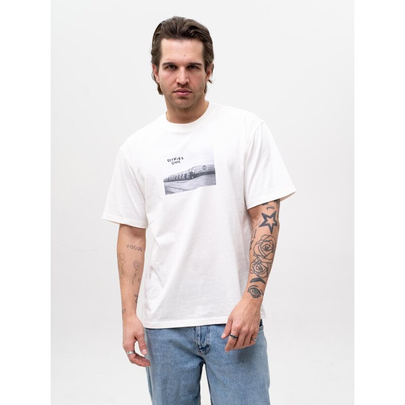 Pánské krátké rukávové tričko Dickies Sevier krémové