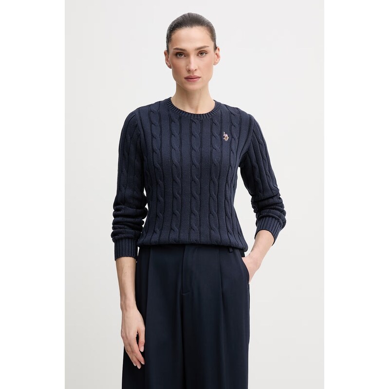 U.S. Polo Assn. svetr dámský bavlněný CREW NECK CABLE