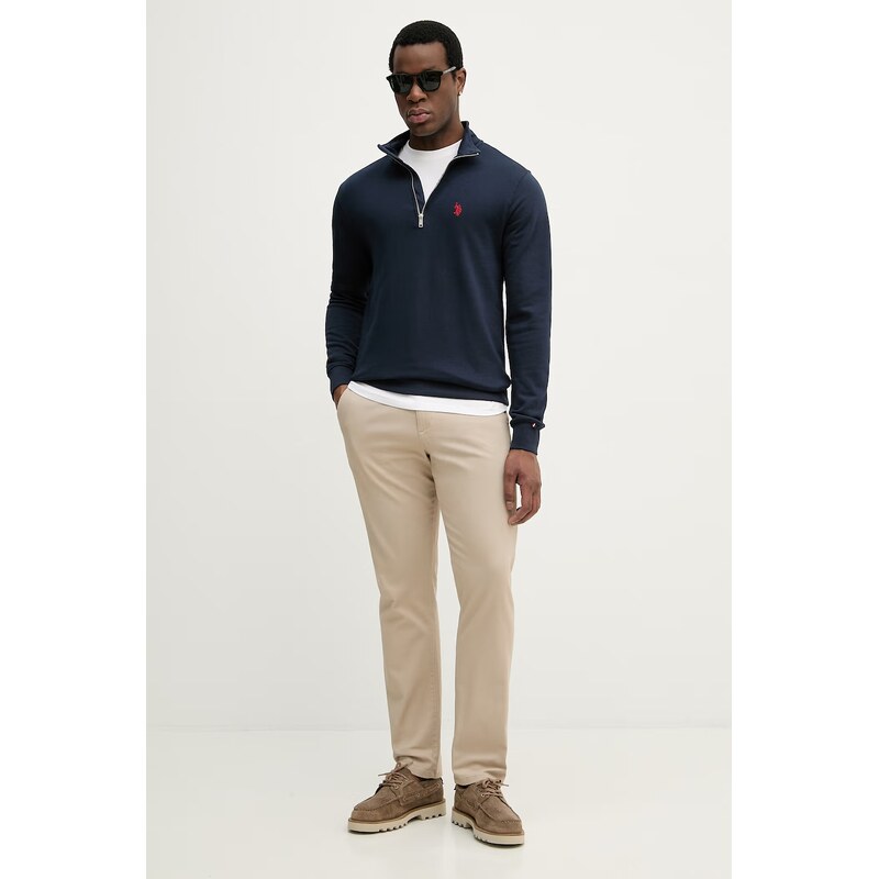 U.S. Polo Assn. mikina pánská s bavlnou DHM LB 1/4 ZIP