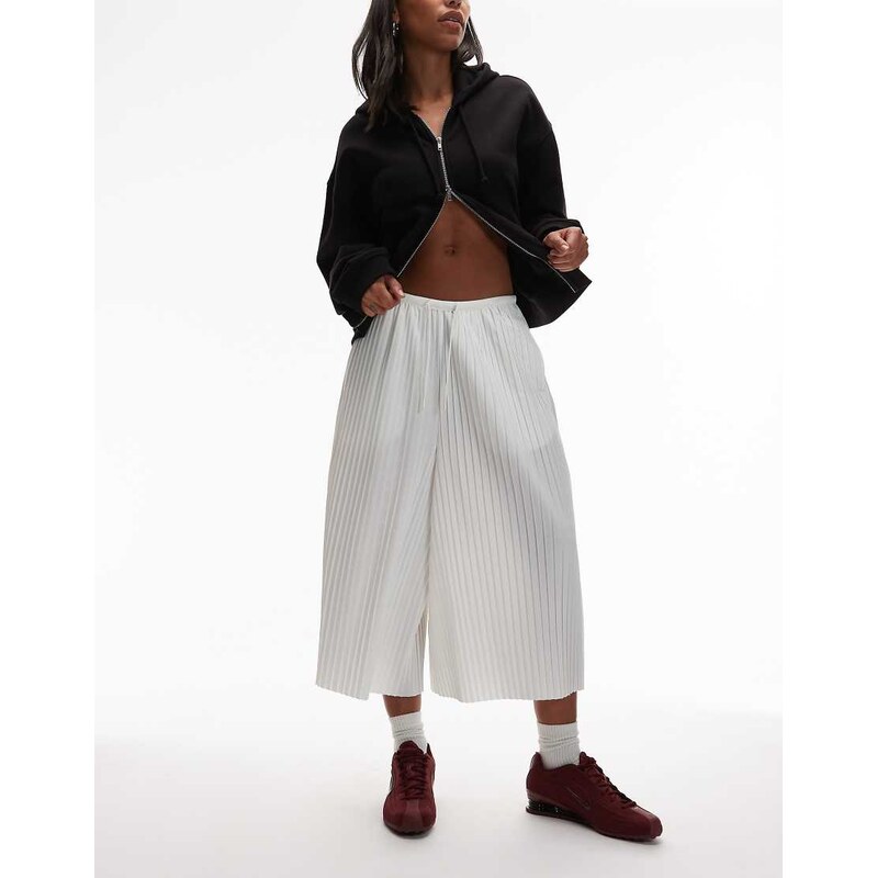Nike mid rise pleated culottes in off white