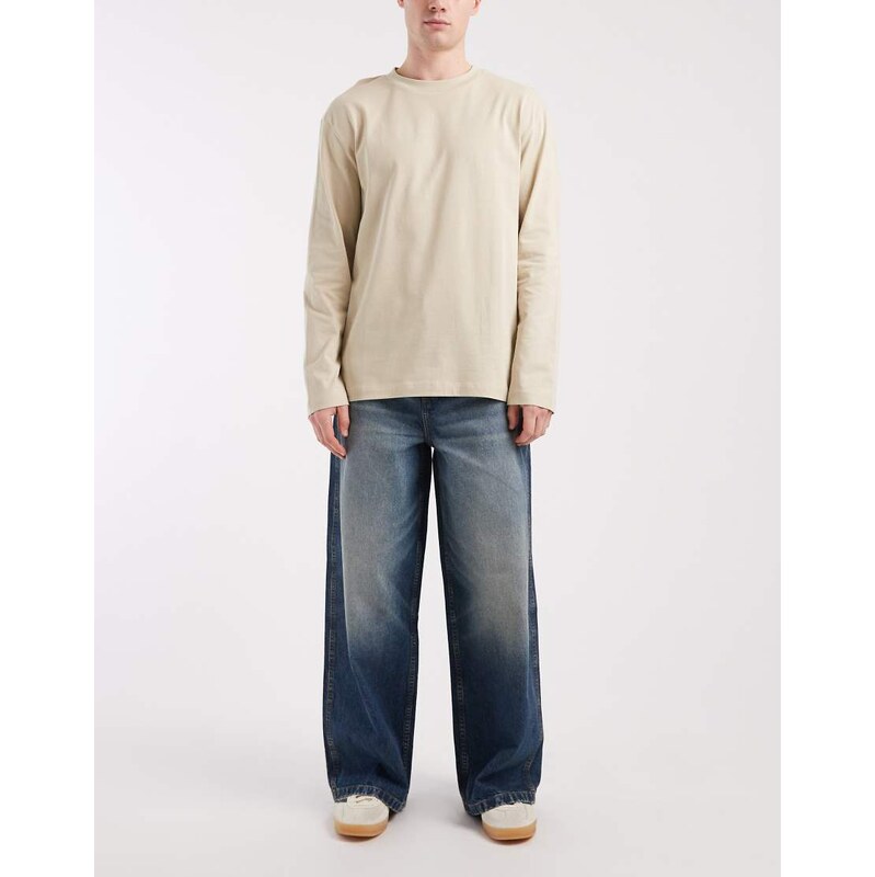 ASOS DESIGN loose jeans in dark wash blue with tint