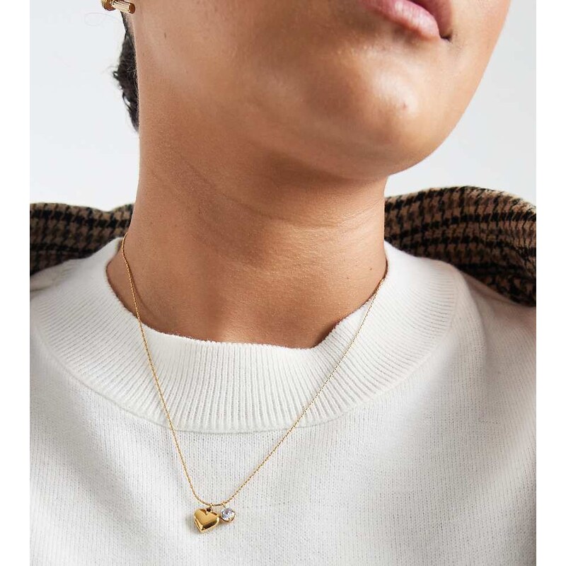 ASOS Curve ASOS DESIGN Curve stainless steel necklace with cubic 111190429
