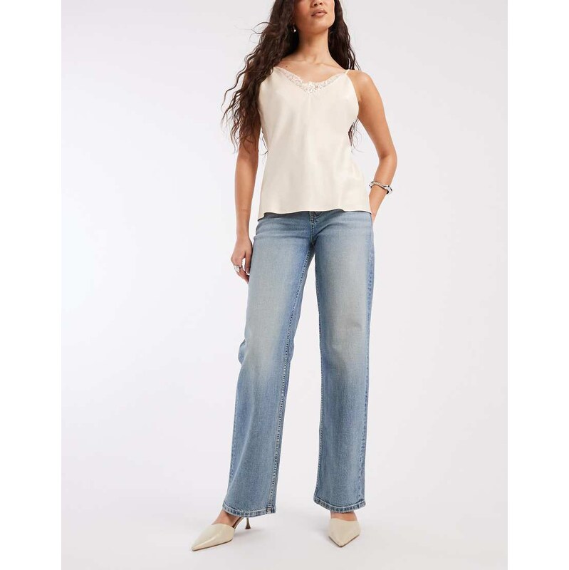 ASOS DESIGN comfort stretch straight leg jeans in vintage wash