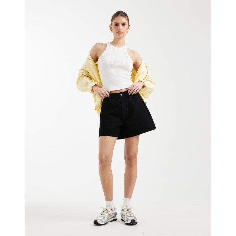 ASOS DESIGN denim longer a line short in black 112979146