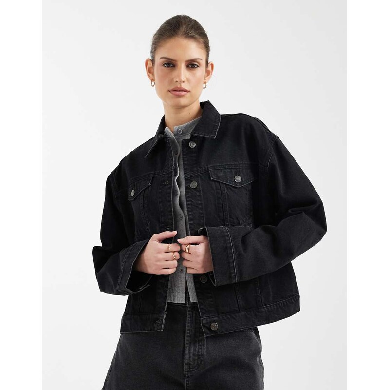 ASOS DESIGN oversized 90s denim jacket in black 112979150