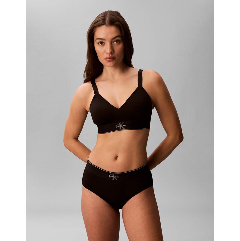 Calvin Klein Graphic Logo lightly lined bralette in black 112979154