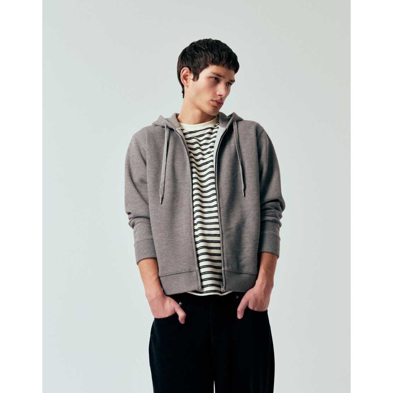 Mango knitted hoodie in light grey