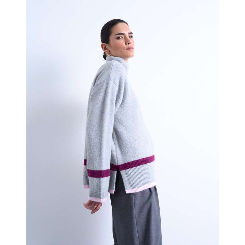 Topshop placement stripe jumper in grey 112979176