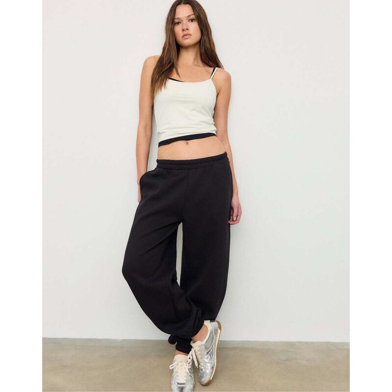 Stradivarius Boyfriend jogger trousers in black