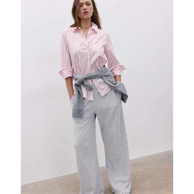Stradivarius Basic striped poplin shirt with pocket in pastel pink 112979232