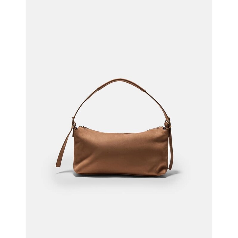 Stradivarius Soft-touch shoulder bag with buckle in caramel