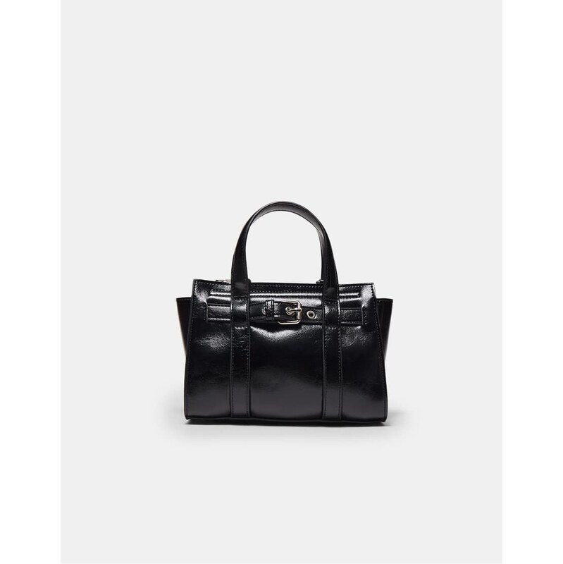 Stradivarius Mini tote bag with buckle in black 112979281