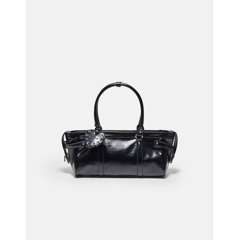 Stradivarius Heart detail shoulder bag in black 112979283