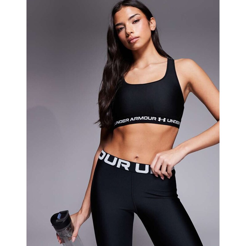 Under Armour crossback mid sports bra in black