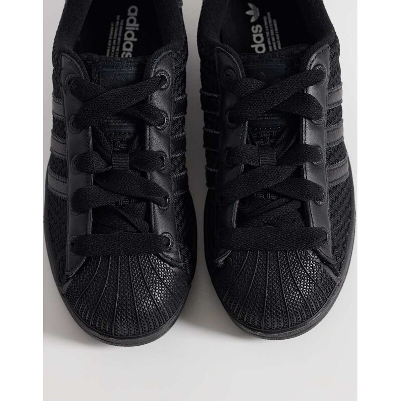 adidas Originals Superstar II woven trainers in triple black