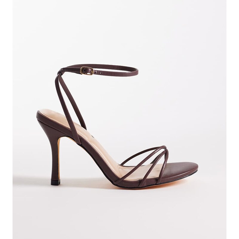 SEQWL Wide Fit Lolly heeled sandal in brown