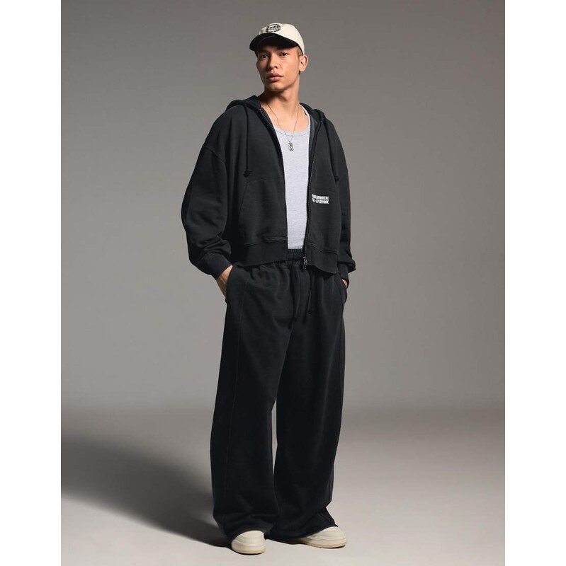 Bershka Super baggy trousers in black