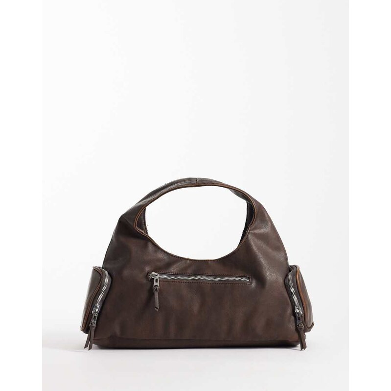 Mango slouchy vintage look faux leather bag in brown 112993535