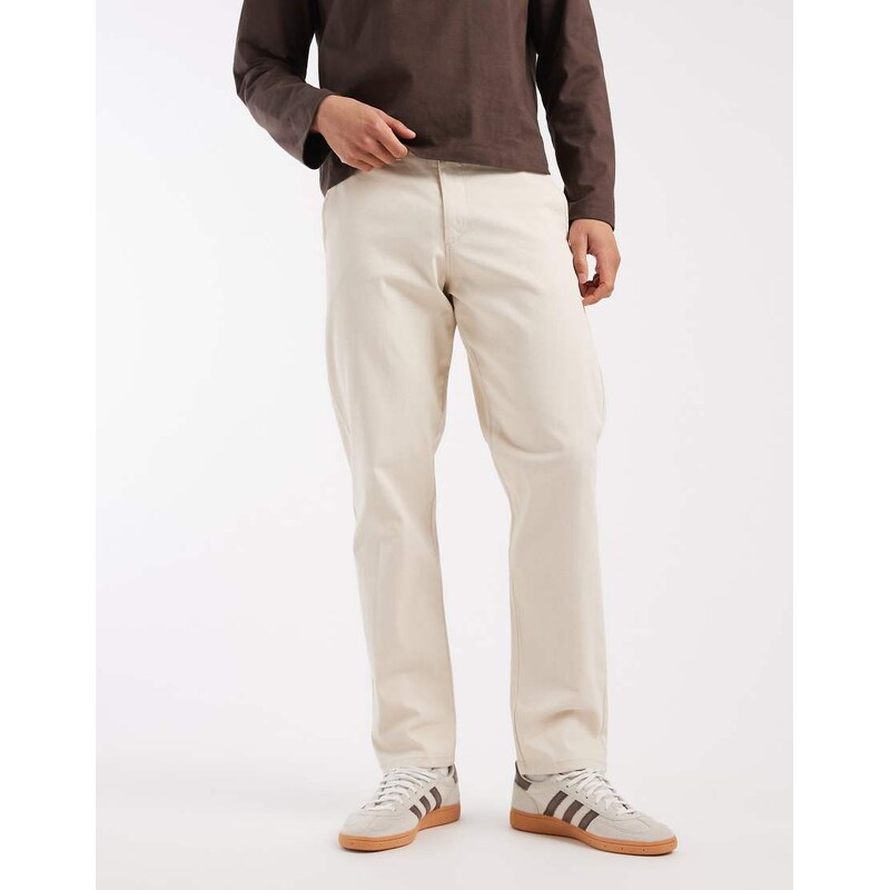 JJ Rebel loose fit chinos in cream-White