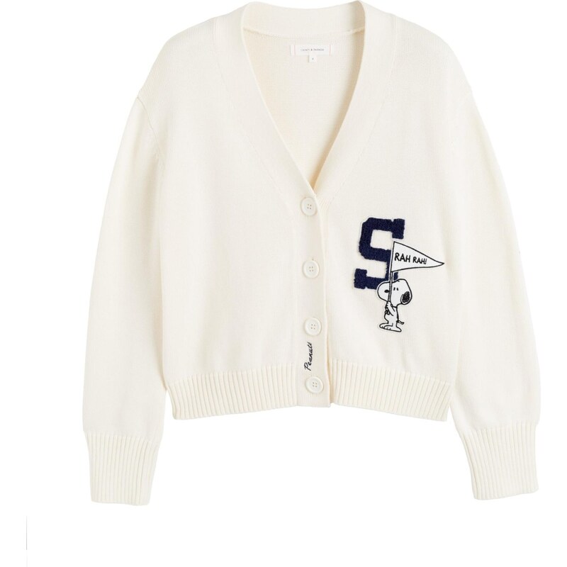 Chinti & Parker Kardigan Snoopy Varsity krémová / námořnická