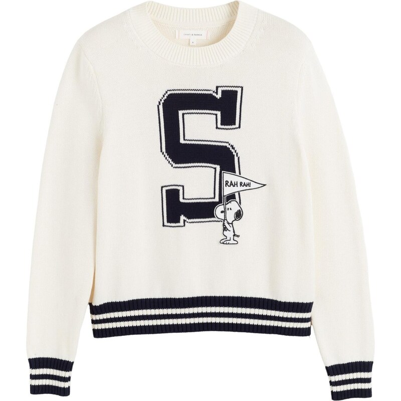 Chinti & Parker Svetr Snoopy Varsity krémová / černá