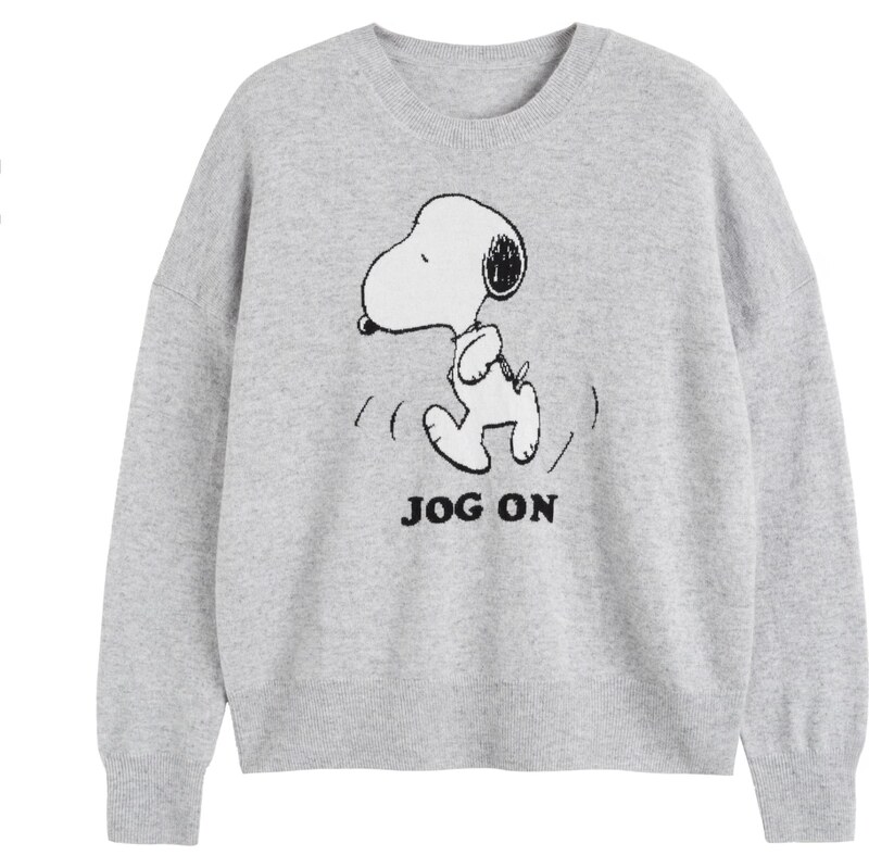Chinti & Parker Svetr Jog On Snoopy světle šedá / černá / bílá