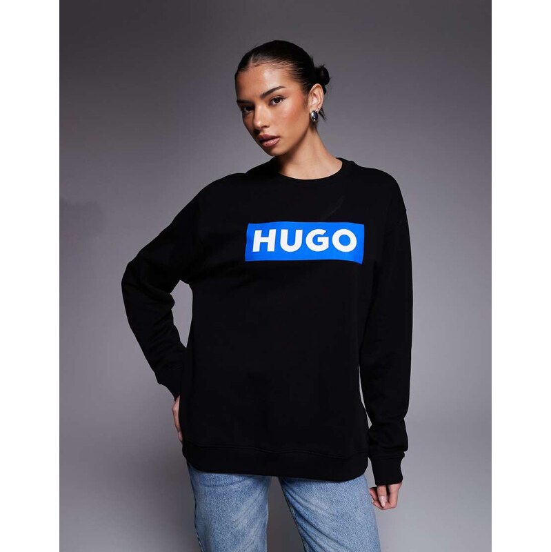 Hugo Blue classic crew sweats in black 112985458