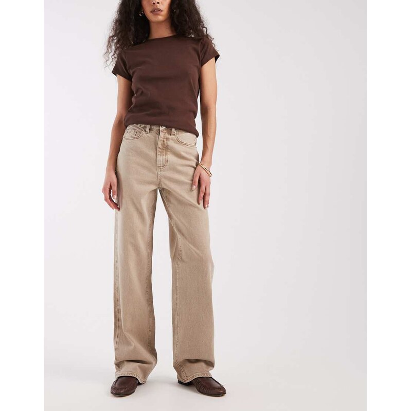 Vero Moda Tessa high waisted wide leg jeans in mink-Neutral 115517121