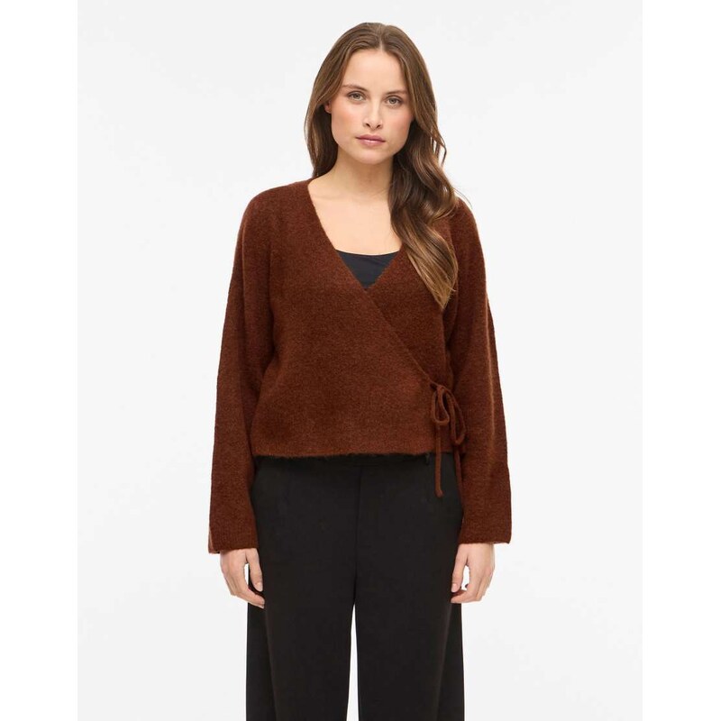 Vila Wrap top in chocolate brown 115499822