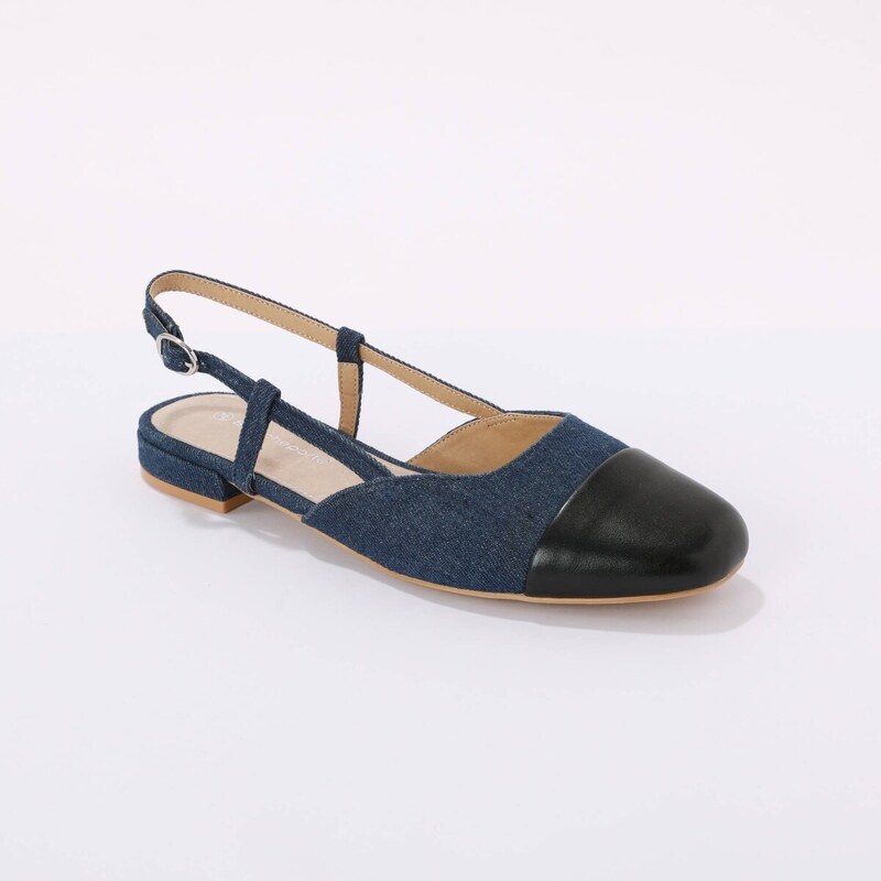 Blancheporte Dvoubarevné slingback baleríny modrá 112987063