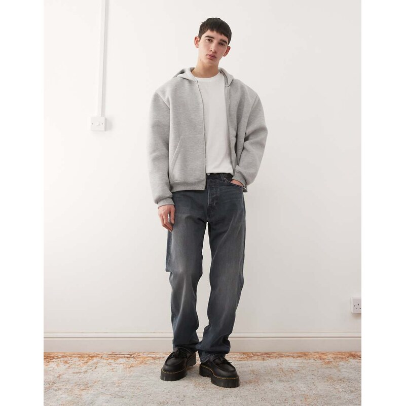 Weekday Space relaxed fit straight jeans in dark blue wash