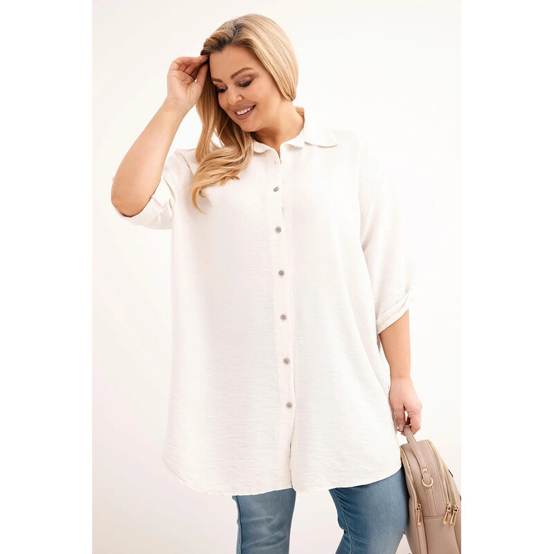 K-Fashion Dámská košile Plus Size z viskózy s delším zadním
