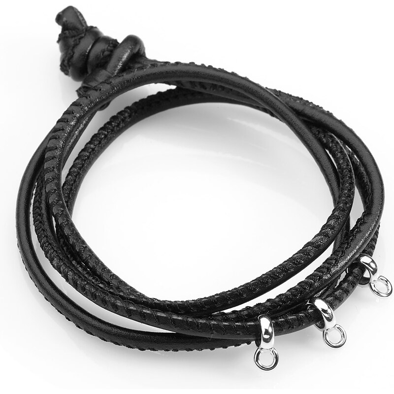 Esprit leather/sterling silver charm bracelet